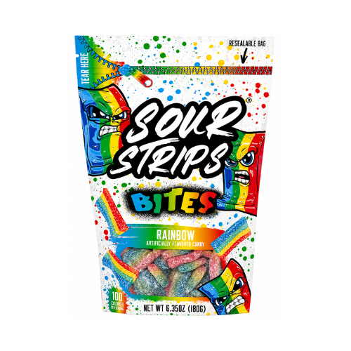 Sour Strips Bites Rainbow 180g - 10 Pack
