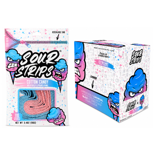 Sour Strips Cotton Candy 96g - 12 Pack