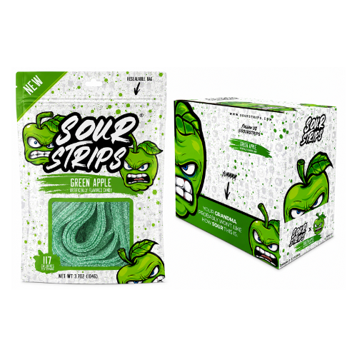 Sour Strips Green Apple 96g - 12 Pack
