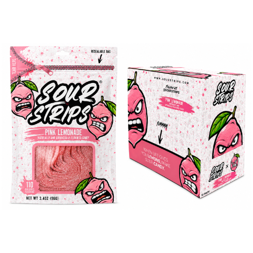 Sour Strips Pink Lemonade 96g - 12 Pack