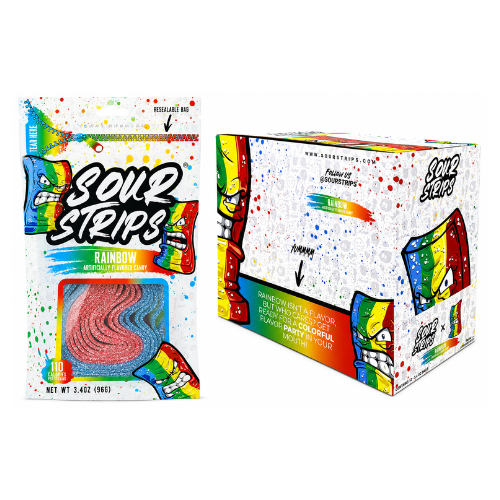 Sour Strips Rainbow 96g - 12 Pack