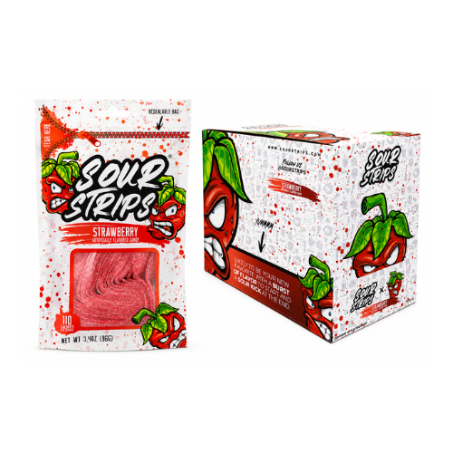 Sour Strips Strawberry 96g - 12 Pack