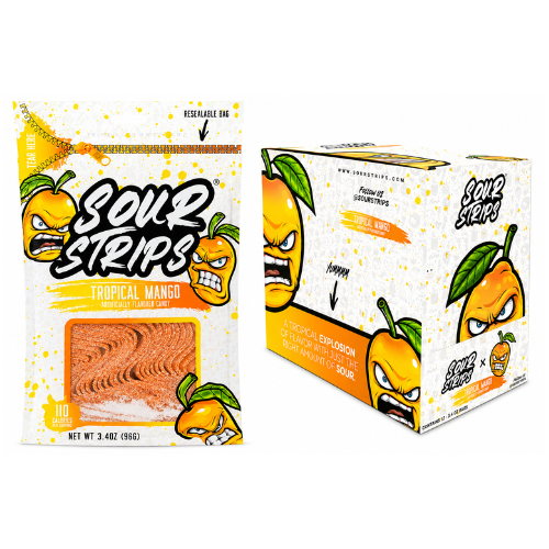 Sour Strips Tropical Mango 96g - 12 Pack