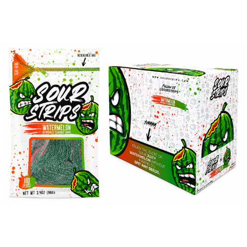 Sour Strips Watermelon 96g - 12 Pack