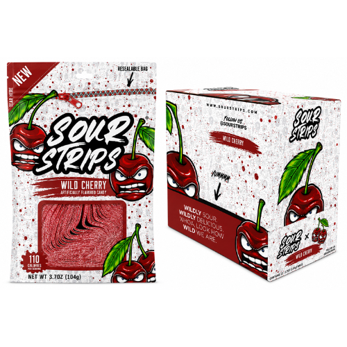 Sour Strips Wild Cherry 96g - 12 Pack