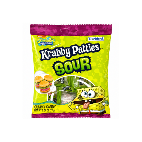 Spongebob Krabby Patties Sour Peg Bag 72g - 24 Pack