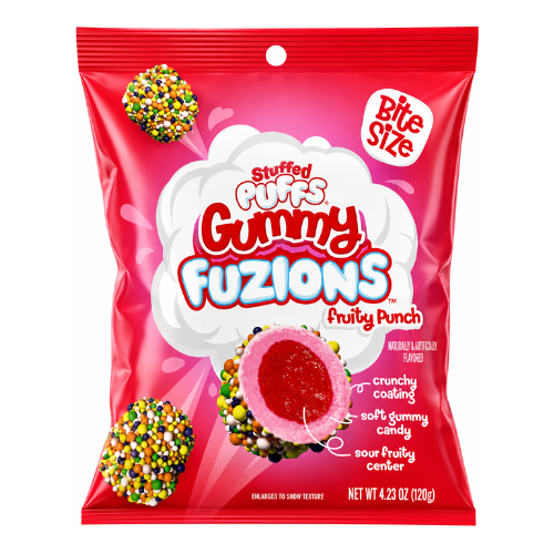 Stuffed Puffs Gummy Fuzions Fruity Punch 120g - 8 Pack