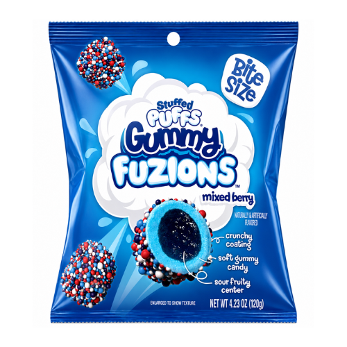 Stuffed Puffs Gummy Fuzions Mixed Berry 120g - 8 Pack