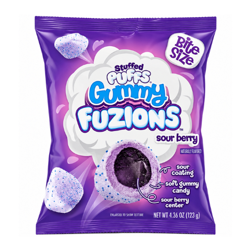 Stuffed Puffs Gummy Fuzions Sour Berry 120g - 8 Pack