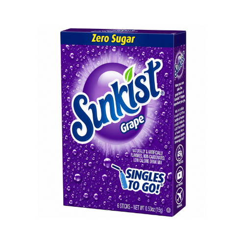 Sunkist Grape Singles To Go Drink Mix 15g - 12 Pack