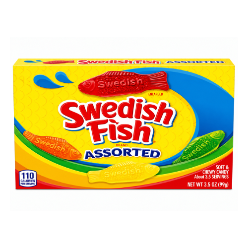 Swedish Fish Assorted Candy Theater Box 99g- 12 Pack