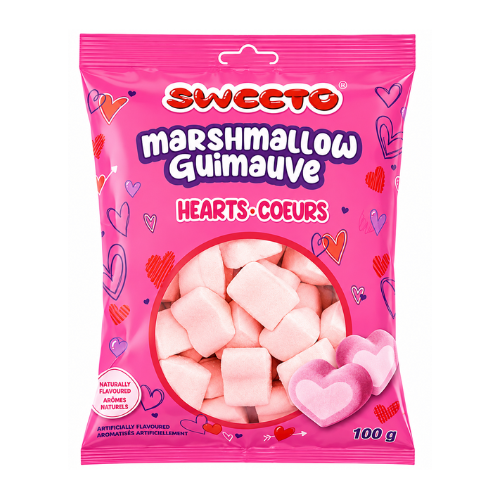 Sweeto Marshmallow Hearts 100g - 24 pack