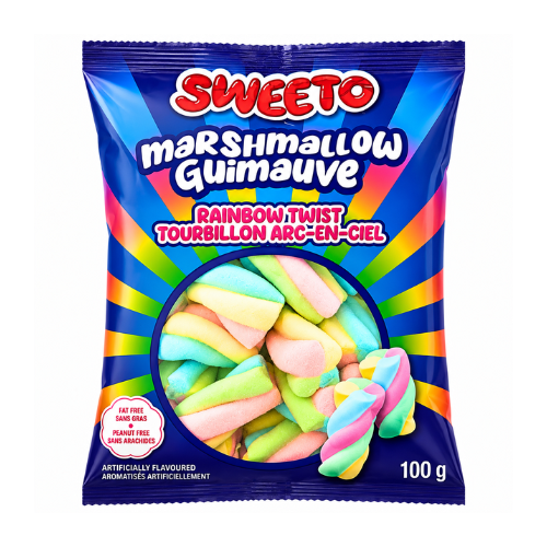 Sweeto Marshmallow Rainbow Twist 100g - 24 pack