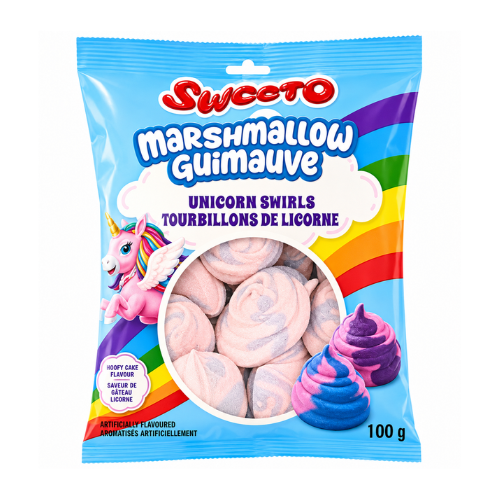 Sweeto Marshmallow Unicorn Swirls 100g - 24 pack