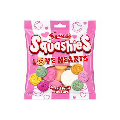 Swizzels Squashies Love Hearts 120g - 12 Pack