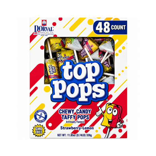 Top Pops Chewy Taffy Strawberry Lemon 48 Pieces 10g - 1 Box