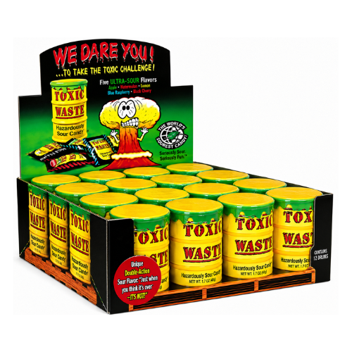 Toxic Waste Candy Sour Candy Drums 1.7oz - 12 Pack