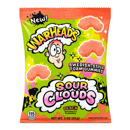 Warheads Sour Clouds Peach 85g - 12 Pack