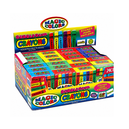 Worlds Magic Colors Bubble Gum Crayons 27.2g - 24 Pack