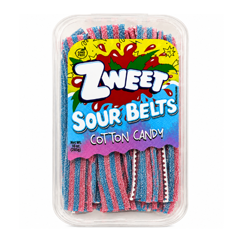 Zweet Sour Belts Cotton Candy 10oz - 6 Pack