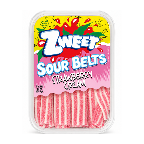 Zweet Sour Belts Strawberry Cream 285g - 6 Pack