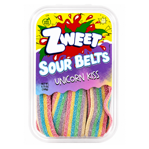 Zweet Sour Belts Unicorn Kiss 10oz - 6 Pack