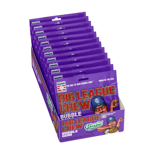 Big League Chew Bubble Gum-Ground Ball Grape 2.12oz - 12 Pack