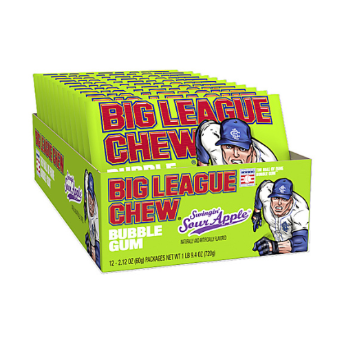 Big League Chew Bubble Gum-Swingin' Sour Apple 2.12oz - 12 Pack