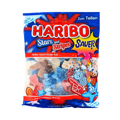 Haribo Stars and Stripes Sour 175g (Germany) - 17 Pack