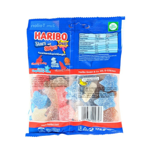 Haribo Stars and Stripes Sour 175g (Germany) - 17 Pack