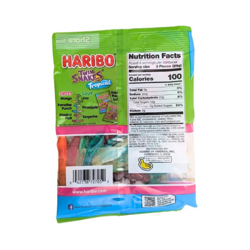 Haribo Twin Snakes Tropical 113g - 12 Pack