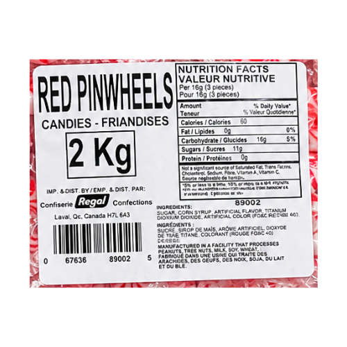 Red Pinwheels Mint Hard Candy 2kg - Bulk Bag