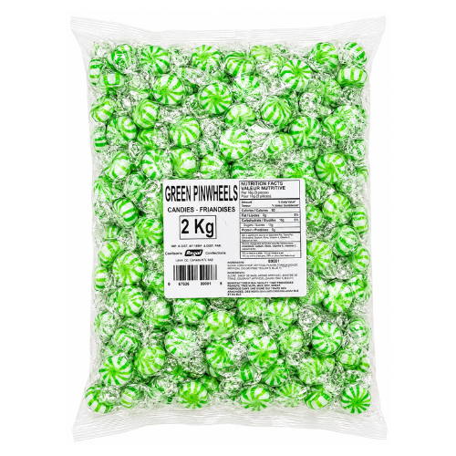 Green Pinwheels Mint Hard Candy 2kg - Bulk Bag