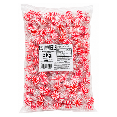 Red Pinwheels Mint Hard Candy 2kg - Bulk Bag