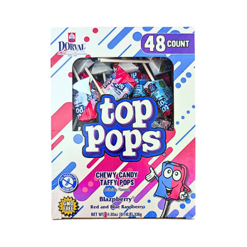 Top Pops Chewy Taffy Blazpberry 48 Pieces - 1 Box
