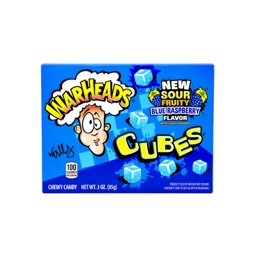 Warheads Chewy Cubes Blue Raspberry Theatre Box 141g - 12 Pack